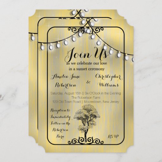 Rustikales Sonnenuntergang Einladung (Vorne/Hinten)