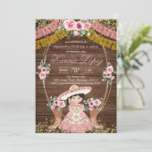 Rustikales Spanisch Pink Boot Charra Tres Anos Einladung (Stehend Vorderseite)