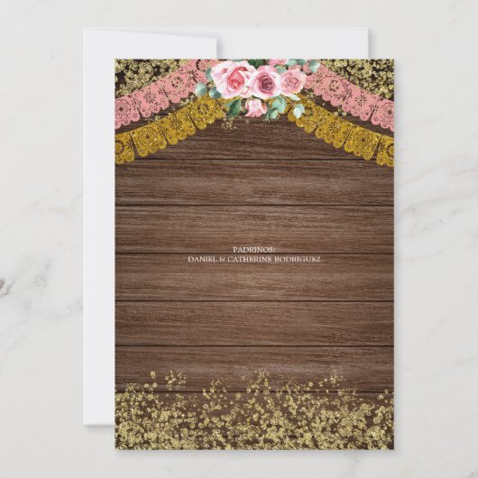 Rustikales Spanisch Pink Boot Charra Tres Anos Einladung (Rückseite)