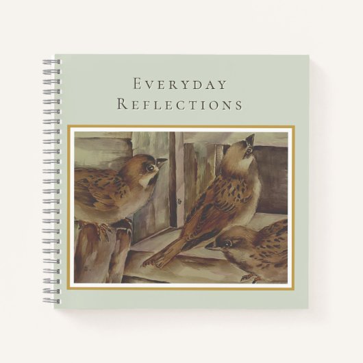 Rustikales Sparrow Notepad - Natur Inspiriert tägl Notizblock (Vorderseite)