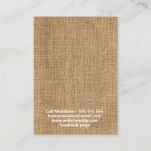Rustikales Spitzen-Burlap Handgefertigte Schmuckst Visitenkarte (Rückseite)