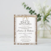 Rustikales Spitzen- und Burlap-Probe-Dinner Einlad RSVP Karte (Stehend Vorderseite)