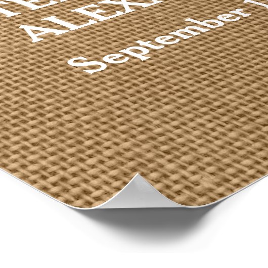 Rustikales Spitzen und Burlap Wedding Personalisie Poster (Ecke)