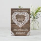 Rustikales Spitzenherz 13. Hochzeit Einladung (Stehend Vorderseite)