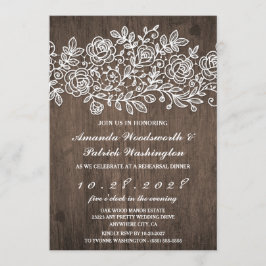 Rustikales Spitzenholz Probe Abendessen Einladunge Einladung