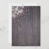 Rustikales Spitzenholz Rosa Glitzer Probe Abendess Einladung (Rückseite)