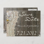 Rustikales Spitzenholz Save the Date Postkarten (Vorne/Hinten)