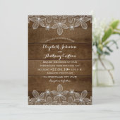 Rustikales Spitzenholz Vintag Luxushochzeit Einladung (Stehend Vorderseite)