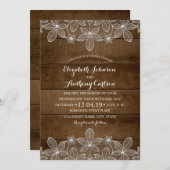 Rustikales Spitzenholz Vintag Luxushochzeit Einladung (Vorne/Hinten)
