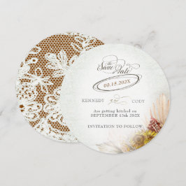 Rustikales Spitzenrennen Boho Wedding Save The Date