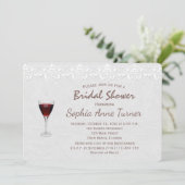 Rustikales Spitzenweine Degustation Bridal Dusche  Einladung (Stehend Vorderseite)