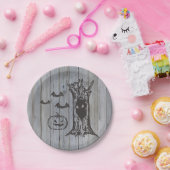 Rustikales Spooky Happy Halloween Kostüm Party Kat Pappteller (Party)