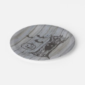 Rustikales Spooky Happy Halloween Kostüm Party Kat Pappteller (Schrägansicht)