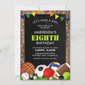 Rustikales Sportgewerbe Kindergeburtstag Party Einladung (Vorderseite)