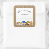 Rustikales Sportthema Babydusche Buchzeichen Quadratischer Aufkleber (Tasche)