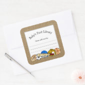 Rustikales Sportthema Babydusche Buchzeichen Quadratischer Aufkleber (Umschlag)