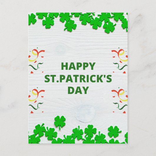 Rustikales St. Patrick's Day Kleeblatt Postkarte (Vorderseite)