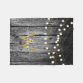 Rustikales Stall Black Wood Gold String Lights Mon Fleecedecke (Vorderseite (Horizontal))