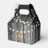 Rustikales Stall Black Wood Gold String Lights Mon Geschenkschachtel (Vorderseite)