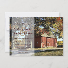 Rustikales Stall und Bäume Land Hochzeit Einladung