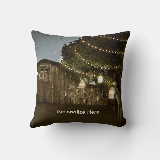 Rustikales Stall- und Baumsaitenleuchten Kissen (Rückseite)