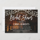 Rustikales Stall Wedding String Lights Brautparty Einladung (Vorderseite)