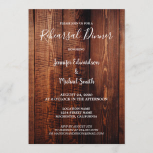 Rustikales Stallenholz Hochzeitsessen Probe Einladung