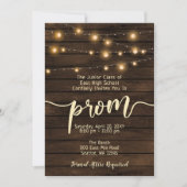 Rustikales Stallenholz-String-Licht Prom Einladung (Vorderseite)