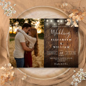 Rustikales Stallenholz-String-Lights Hochzeitssemb Einladung