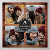 Rustikales Stallholz 4 Bilder Familie FotoCollage Poster (Vorne)