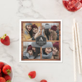 Rustikales Stallholz 4 Bilder Familie FotoCollage Serviette (Beispiel)