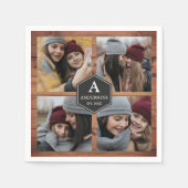 Rustikales Stallholz 4 Bilder Familie FotoCollage Serviette (Vorderseite)