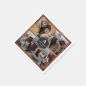 Rustikales Stallholz 4 Bilder Familie FotoCollage Serviette (Ecke)
