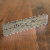 Rustikales Stallholz-Aussehen Schreibtisch Name Pl Namensplakette (Seite)