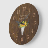 Rustikales Stallholz Bauernhaus Stag Sunflores Große Wanduhr (Winkel)