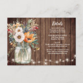 Rustikales Stallholz Blume Hochzeitsdetails Begleitkarte (Vorderseite)