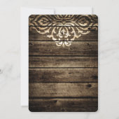 Rustikales Stallholz Damask Brautdusche Einladung (Rückseite)