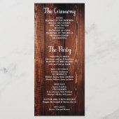 Rustikales Stallholz Drehbuch Land Hochzeitsprogra Programm (Rückseite)