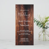 Rustikales Stallholz Drehbuch Land Hochzeitsprogra Programm (Stehend Vorderseite)