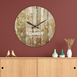 Rustikales Stallholz - Ehepaar Große Wanduhr