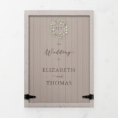 Rustikales Stallholz Eukalyptus-Wappen Elegante Ho Dreifach Gefaltete Einladung (Cover)