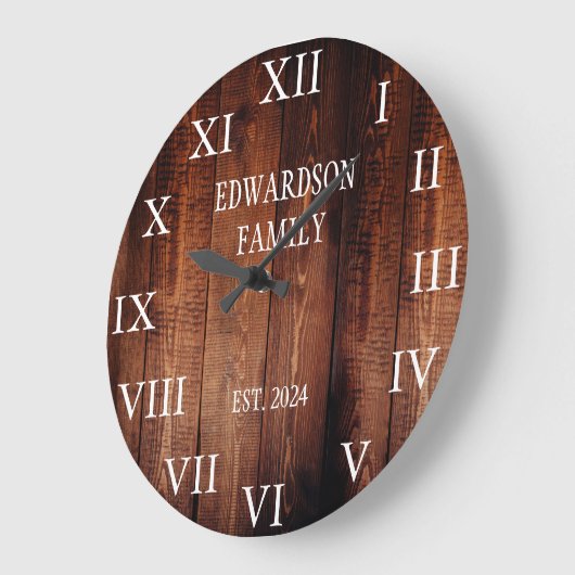 Rustikales Stallholz Familienname Land Große Wanduhr (Winkel)