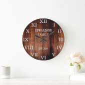 Rustikales Stallholz Familienname Land Große Wanduhr (Zuhause)