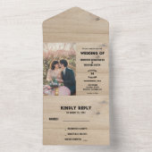 Rustikales Stallholz Foto Hochzeit All In One Einladung (Innen Boden)