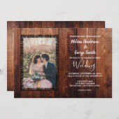 Rustikales Stallholz Foto Hochzeit Einladung (Vorne/Hinten)