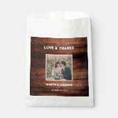 Rustikales Stallholz Foto Hochzeit Liebe Dank Geschenktütchen (Vorderseite)