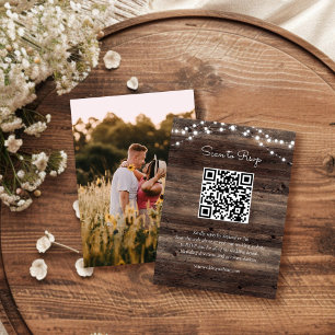 Rustikales Stallholz-Hochzeit QR-Code-UAWG Begleitkarte