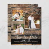 Rustikales Stallholz-Hochzeitsstich-Foto Save the (Vorne/Hinten)