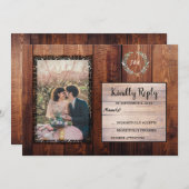 Rustikales Stallholz Jahrgang Hochzeit UAWG Einladung (Vorne/Hinten)