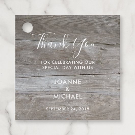 Rustikales Stallholz Land Hochzeit Danke Geschenkanhänger (Vorderseite)